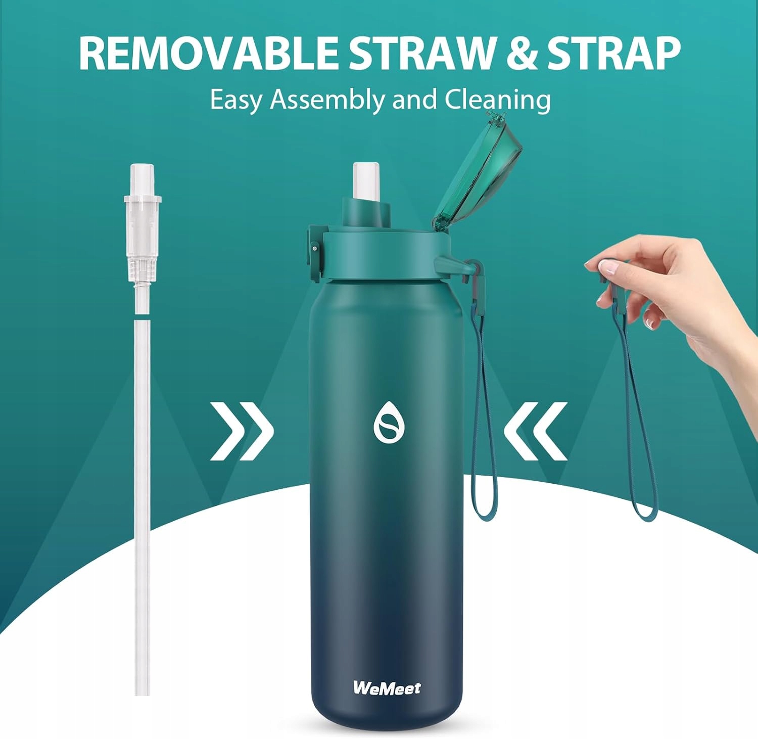 Butelka Termiczna WeMeet Kubek Termiczny ze Słomką Stal Nierdzewna 700ml - obrazek 2