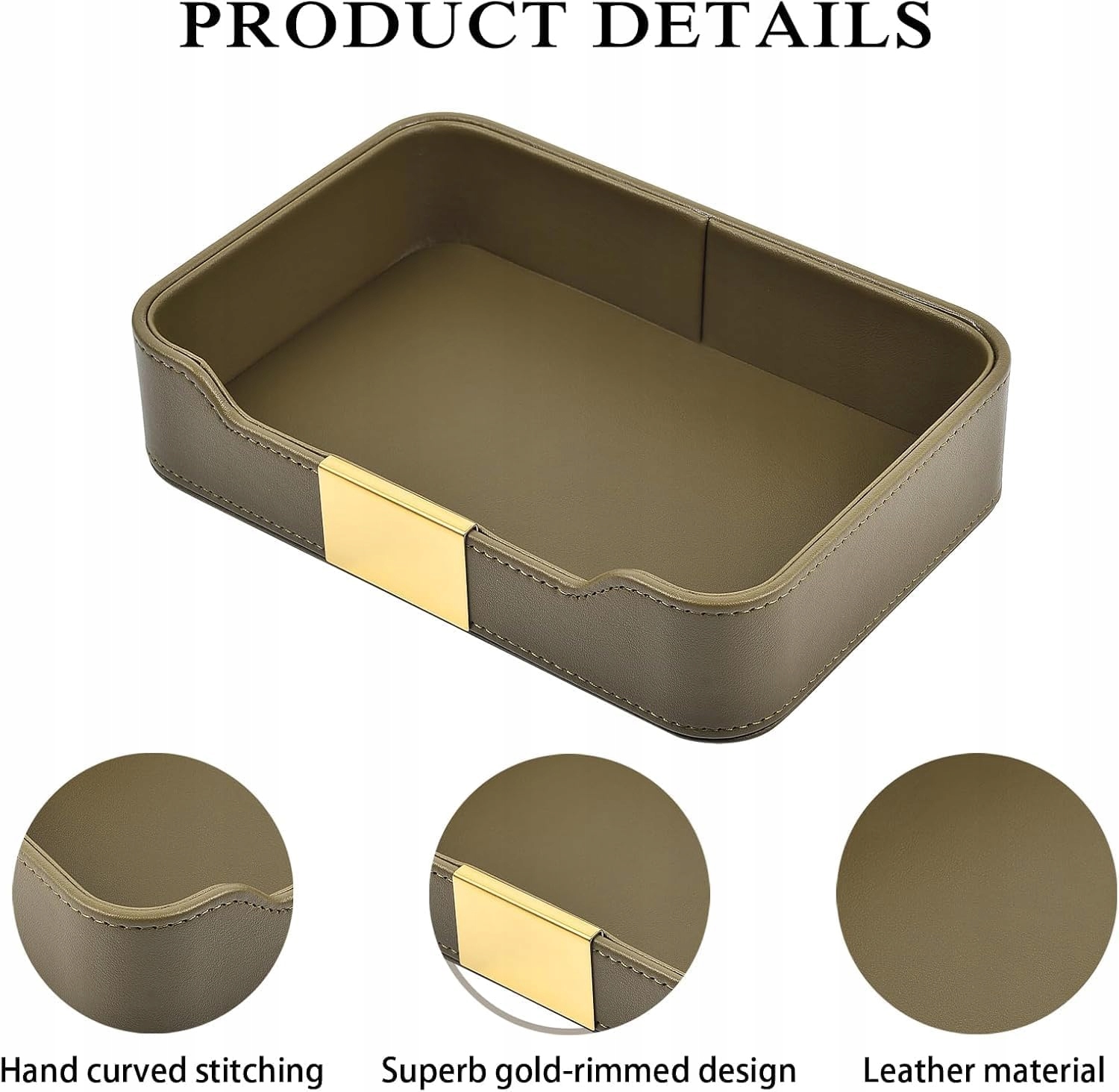 Skórzana tacka organizer PU Leather na klucze telefon zegarek – Oliwkowy - obrazek 4