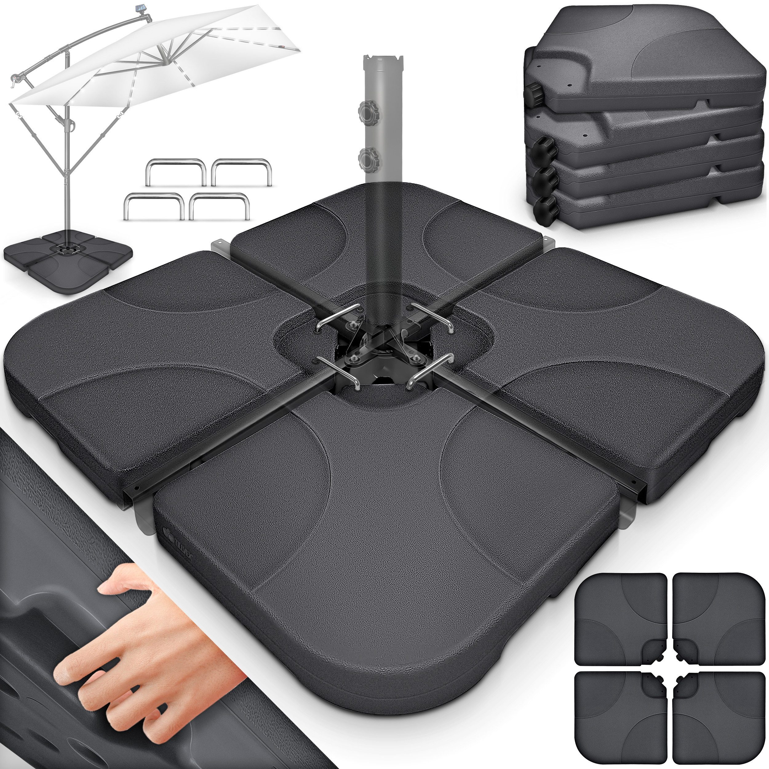 PLASTIKOWA PODSTAWA PARASOLA - 4 CZĘŚCIOWA - 60L OBCIĄŻENIA