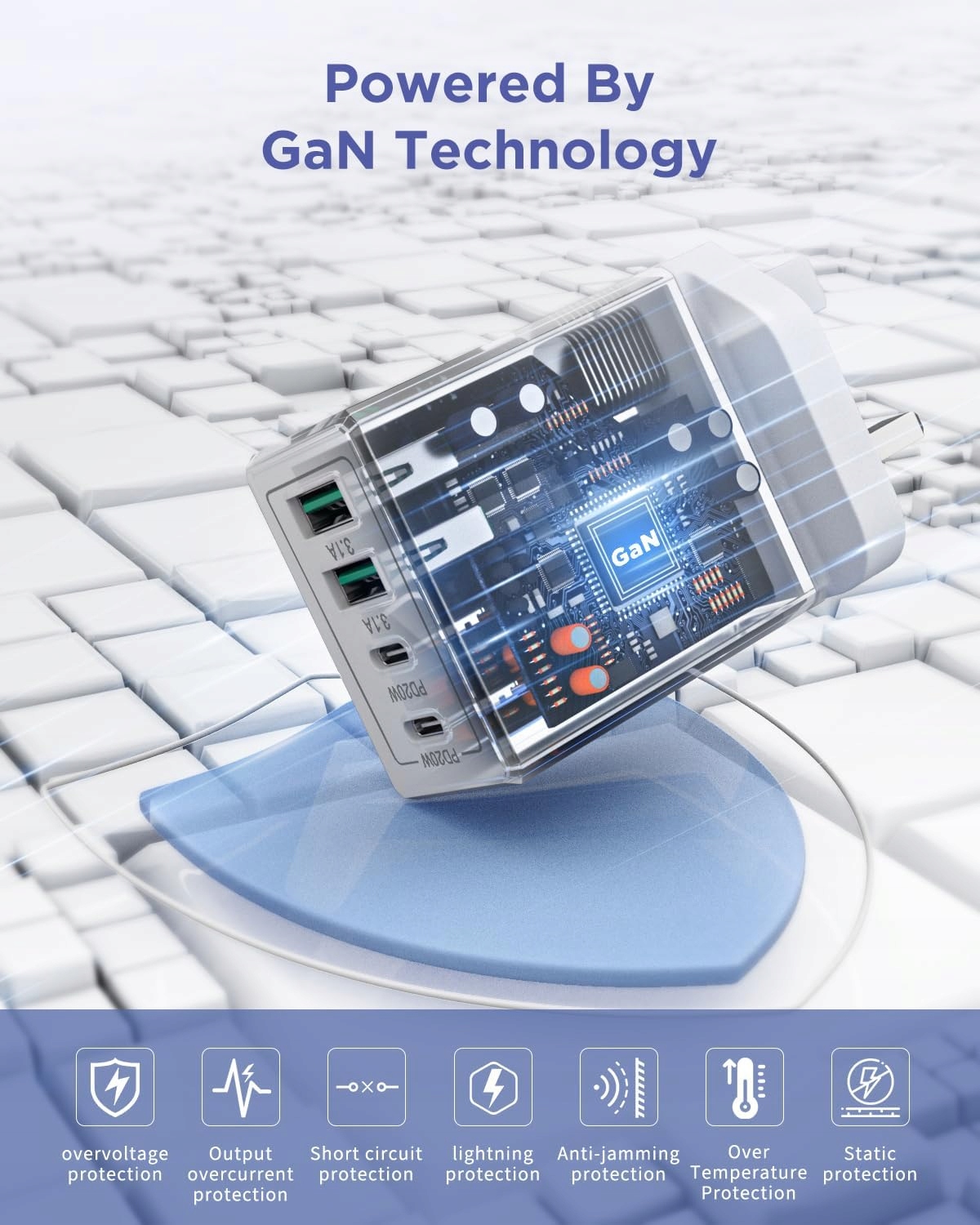 Ładowarka sieciowa RE-PD601 20W PD + USB 3.1A – szybkie ładowanie, 4 porty - obrazek 4