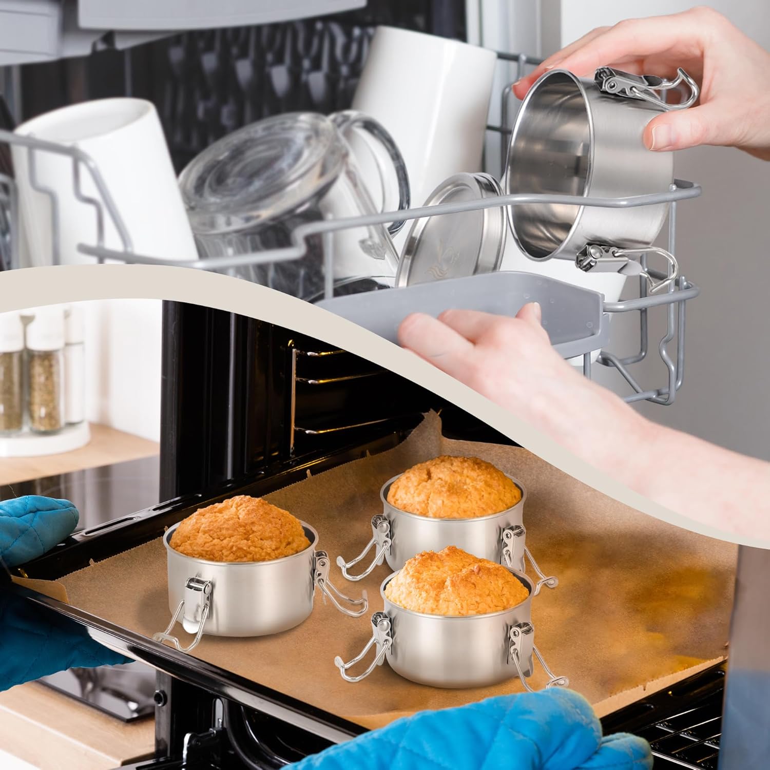 Pojemniki stalowe na żywność 200 ml 3 szt. lunchbox dla dzieci - obrazek 3