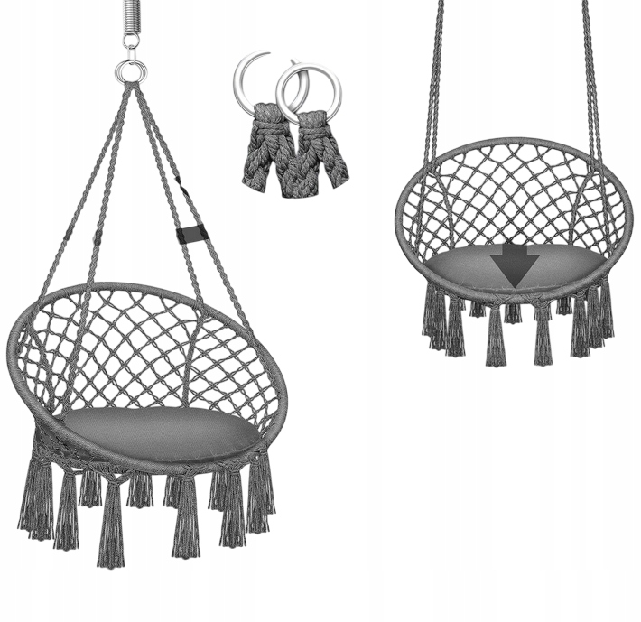 FOTEL WISZĄCY Z PODUSZKĄ KRZESŁO DO ZAWIESZENIA KOSZ HUŚTAWKA TILLVEX - obrazek 3