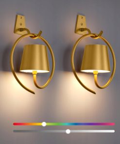 Bezprzewodowe Kinkiety Ścienne LED RGB Akumulatorowe – 2 szt Złote
