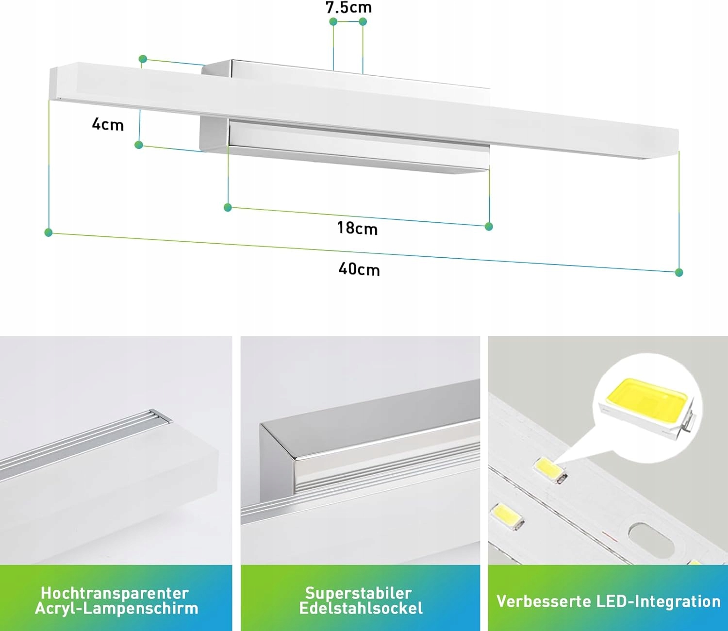 Yafido lampa LED do lustra 40 cm 9W 4000K oświetlenie łazienkowe - obrazek 5