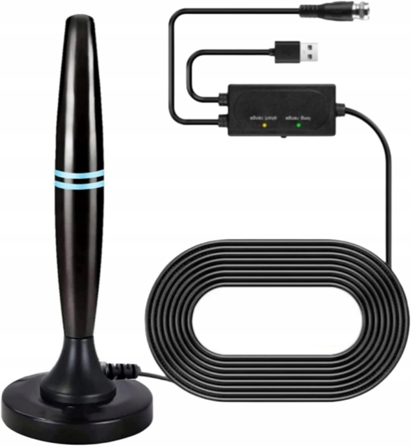 WEWNĘTRZNA MAGNETYCZNA Antena TELEWIZYJNA HD 360° KABEL 5M DVB-T2