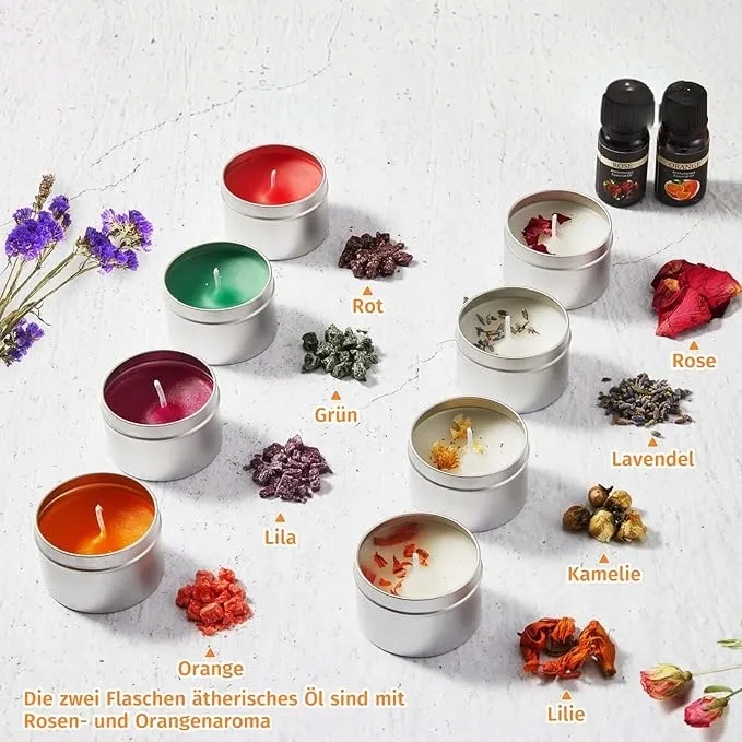 Zestaw do robienia Świec Anpro DIY wosk sojowy olejki kwiaty 41 el. - obrazek 3