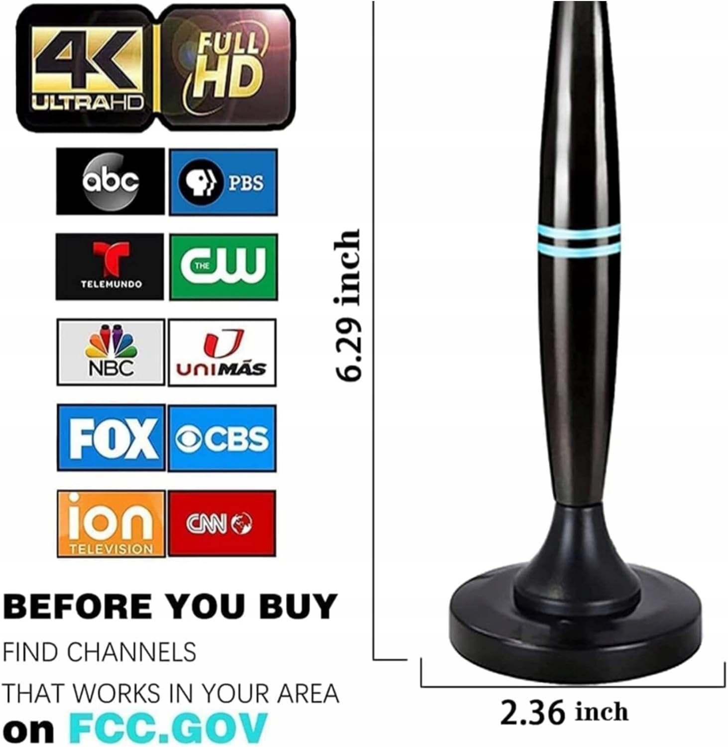 WEWNĘTRZNA MAGNETYCZNA Antena TELEWIZYJNA HD 360° KABEL 5M DVB-T2 - obrazek 6