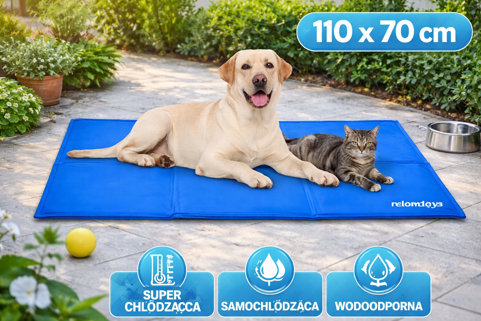 Mata chłodząca Relaxdays dla psa i kota 110x70 cm żelowa zmywalna - obrazek 2