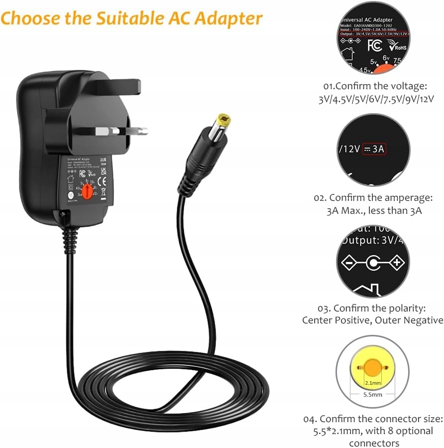 Zasilacz uniwersalny Zolt 36 W AC do DC UK - obrazek 2