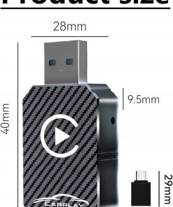 Alternative view of Adapter Wireless CarPlay 2025 iOS 12+ Plug&Play USB-C/USB