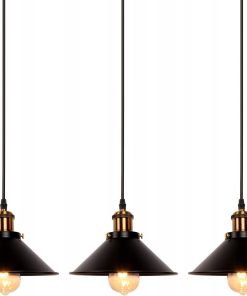 Zestaw 3 lamp wiszących Newrays industrialne czarne żelazo E27 60W