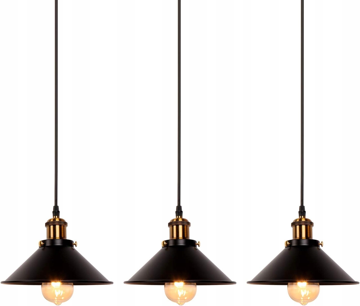 Zestaw 3 lamp wiszących Newrays industrialne czarne żelazo E27 60W