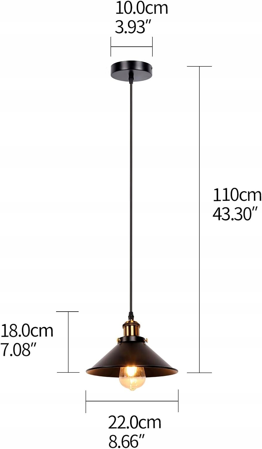 Zestaw 3 lamp wiszących Newrays industrialne czarne żelazo E27 60W - obrazek 3