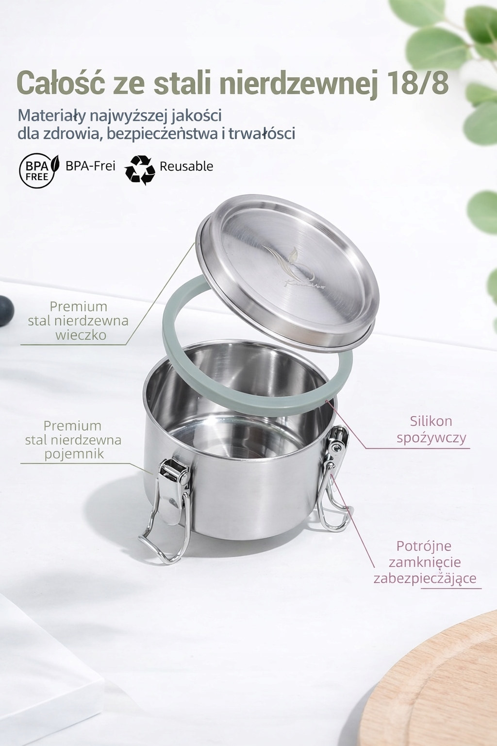 Pojemniki stalowe na żywność 200 ml 3 szt. lunchbox dla dzieci - obrazek 4