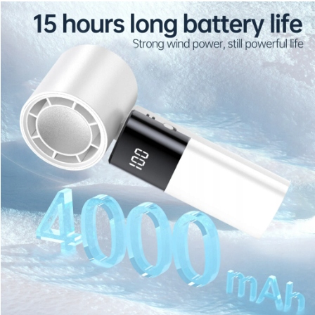 Ręczny Wentylator Turbinowy USB 4000 mAh regulacja 100 biegów biały - obrazek 3