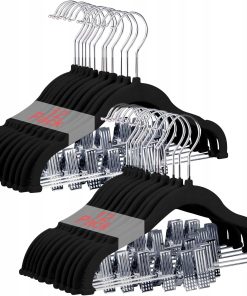 Wieszaki na Ubrania dla Dzieci z Klipsami 24 szt. Czarne 30 cm