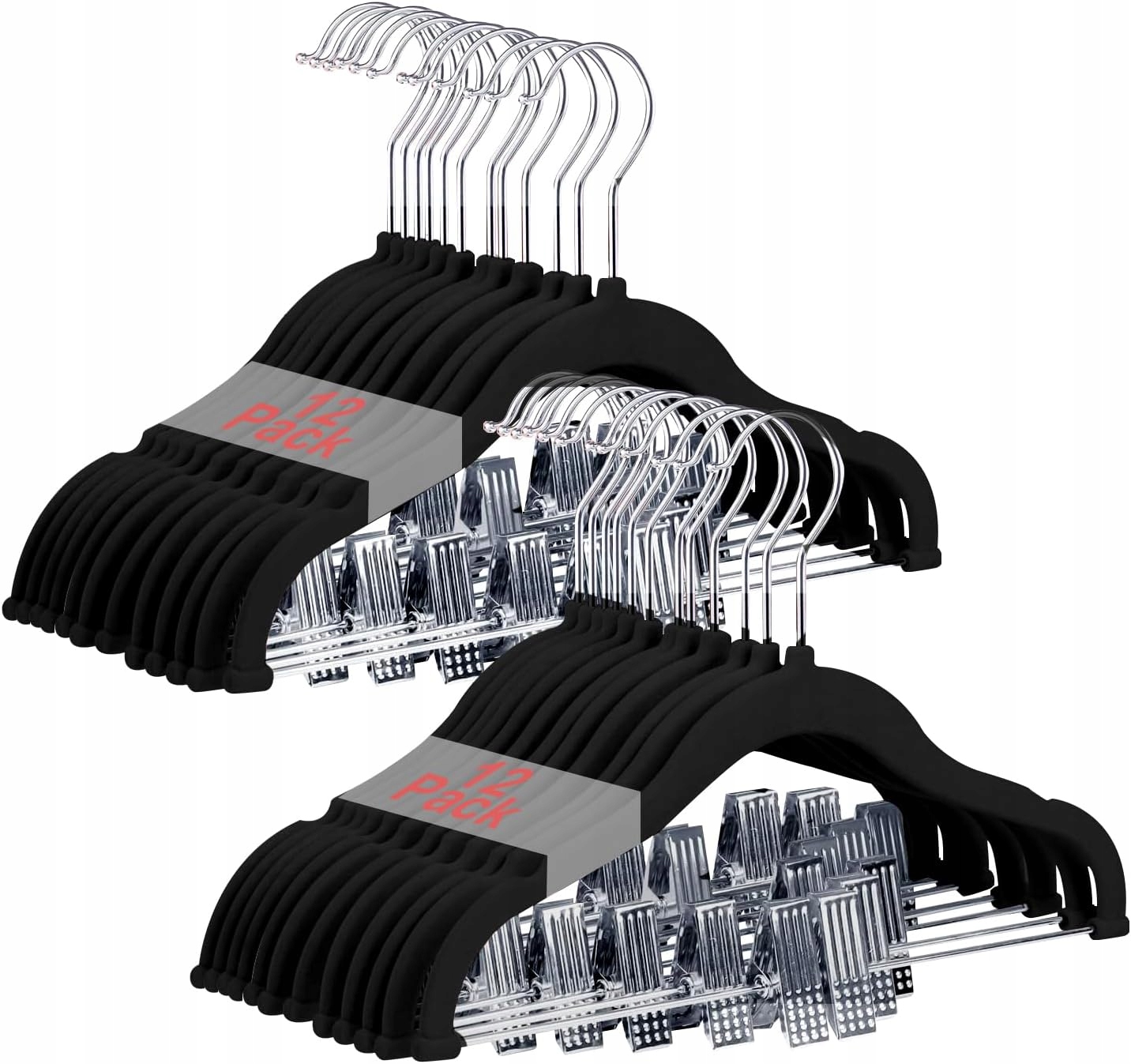 Wieszaki na Ubrania dla Dzieci z Klipsami 24 szt. Czarne 30 cm