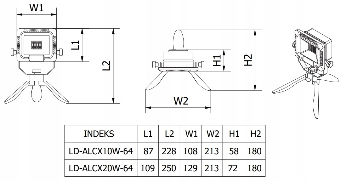 Naświetlacz LED Akumulatorowy zielony ALLEDO 20W 1600lm 6400K 240V IP54 1 - obrazek 2