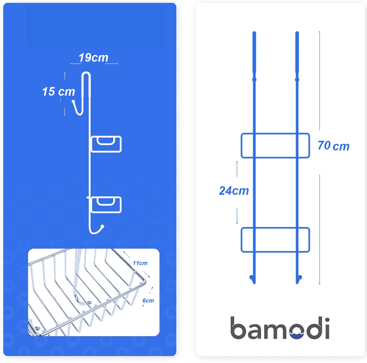 Organizer Prysznicowy Zawieszany Bez Wiercenia Antykorozyjny Nowoczesny - obrazek 2
