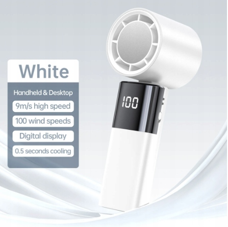 Ręczny Wentylator Turbinowy USB 4000 mAh regulacja 100 biegów biały - obrazek 7