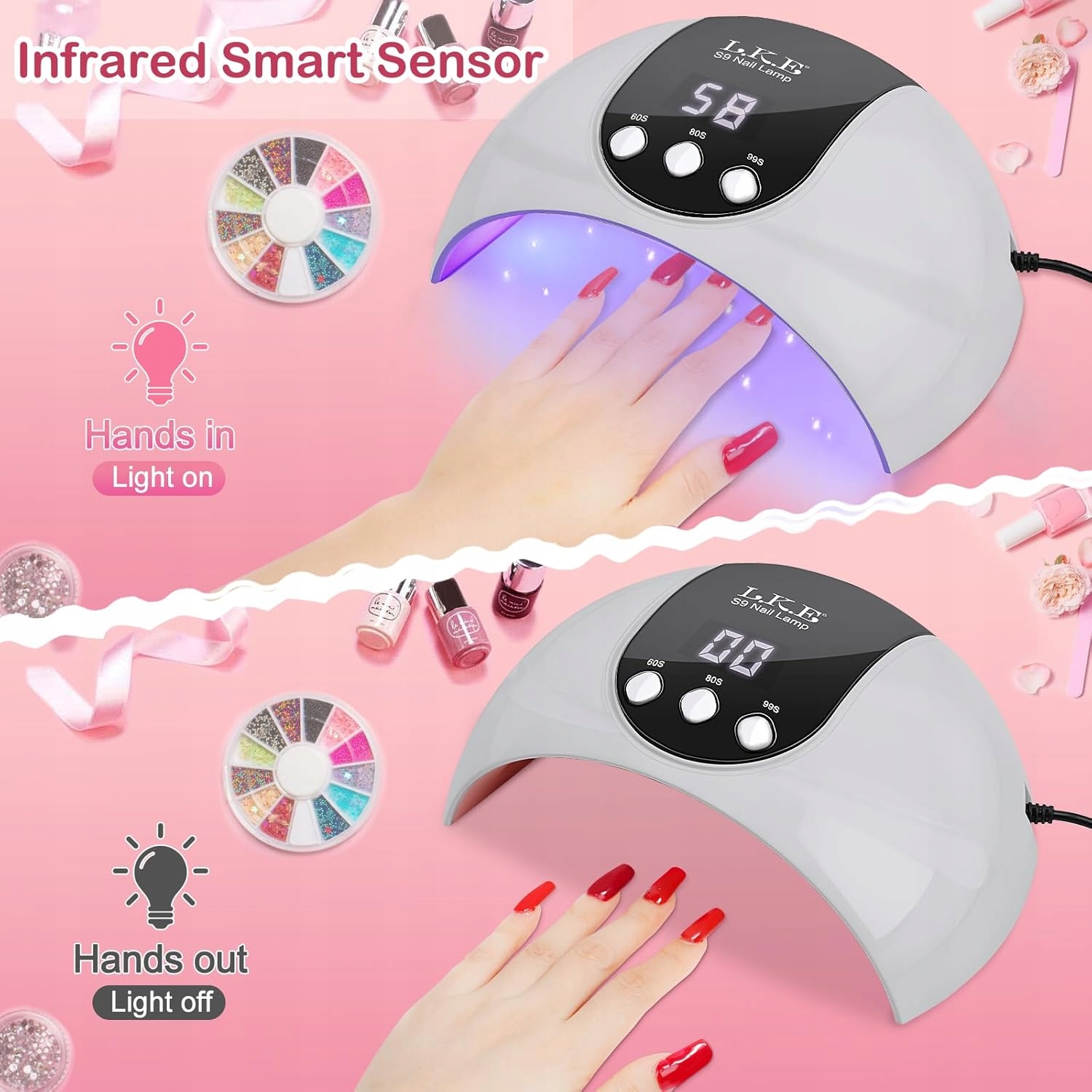 Lampa UV LED do paznokci żelowych z czujnikiem ruchu i timerem - obrazek 2