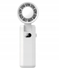 WT21 – Przenośny Składany Wentylator Chłodzący z Wskaźnikiem Baterii-Biały