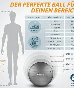 Alternative view of Piłka do fitnessu, jogi, gimnastyki Piłka gimnastyczna 65 cm 300kg Szary