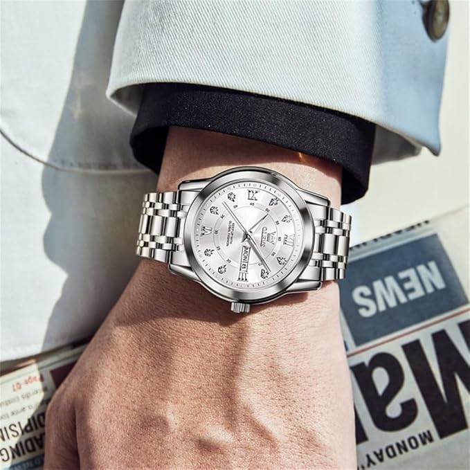 Zegarek Męski OLEVS Luksusowy Stalowy Kwarcowy JAK NOWY - obrazek 2