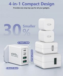 Alternative view of Ładowarka sieciowa RE-PD601 20W PD + USB 3.1A – szybkie ładowanie, 4 porty