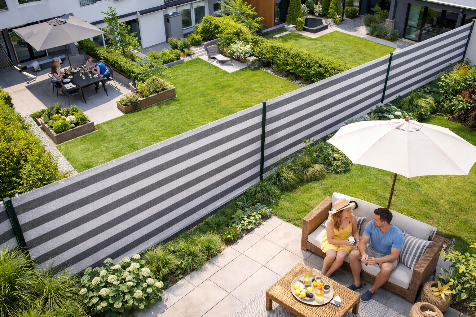 Siatka cieniująca ochronna 1x30 m HDPE biało-szara 85% RELAXDAYS - obrazek 7