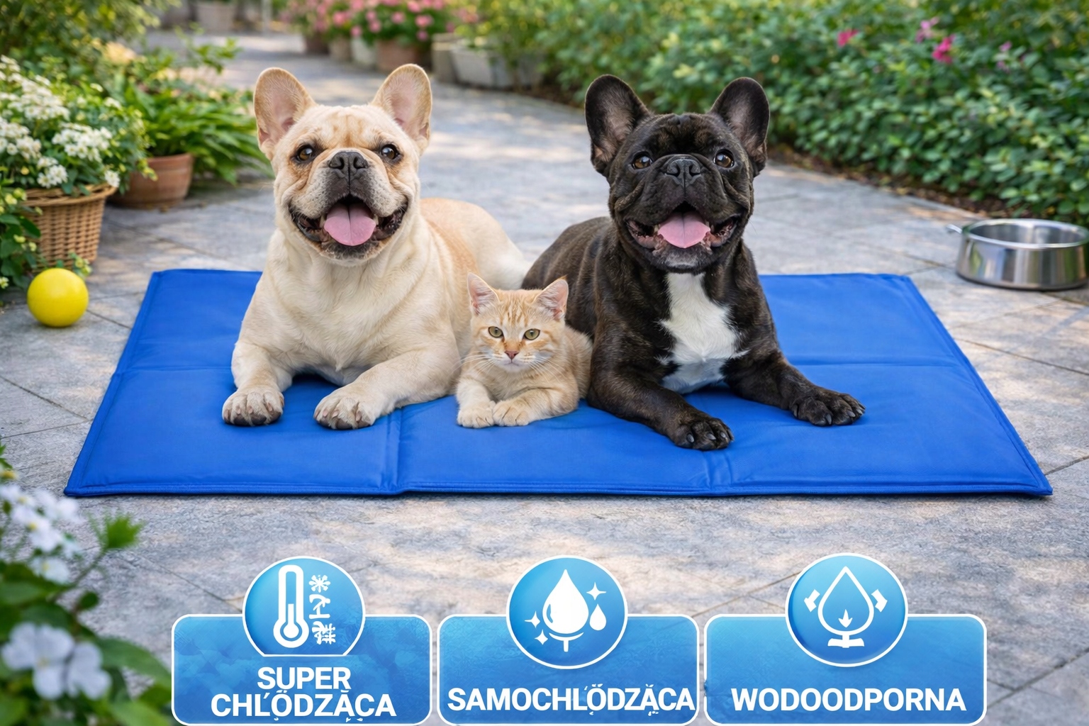 Mata chłodząca Relaxdays dla psa i kota 110x70 cm żelowa zmywalna - obrazek 3