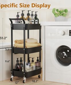 Alternative view of Wózek Regał Mobilny 3 Poziomy na Kółkach 90kg Czarny