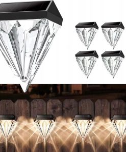 Lampki Diament Solarne Ogrodowe Ciepłe Białe Wodoodporne 4szt