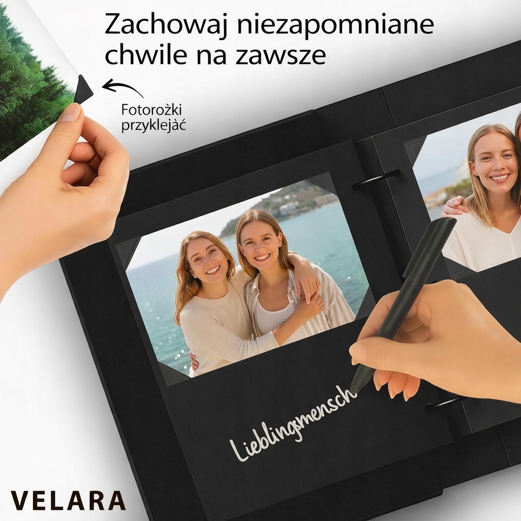 Velara Album Fotograficzny DIY 60 czarnych stron lniana okładka - obrazek 4