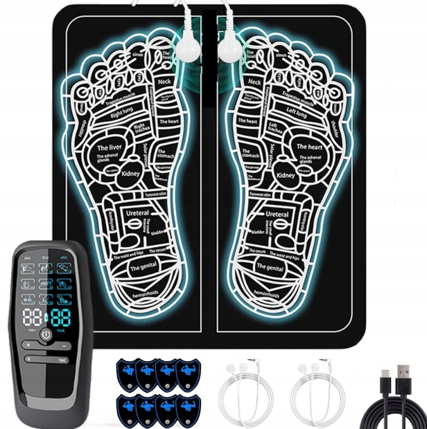 Mata EMS do stóp i łydek USB 9 trybów 30 poziomów pilot