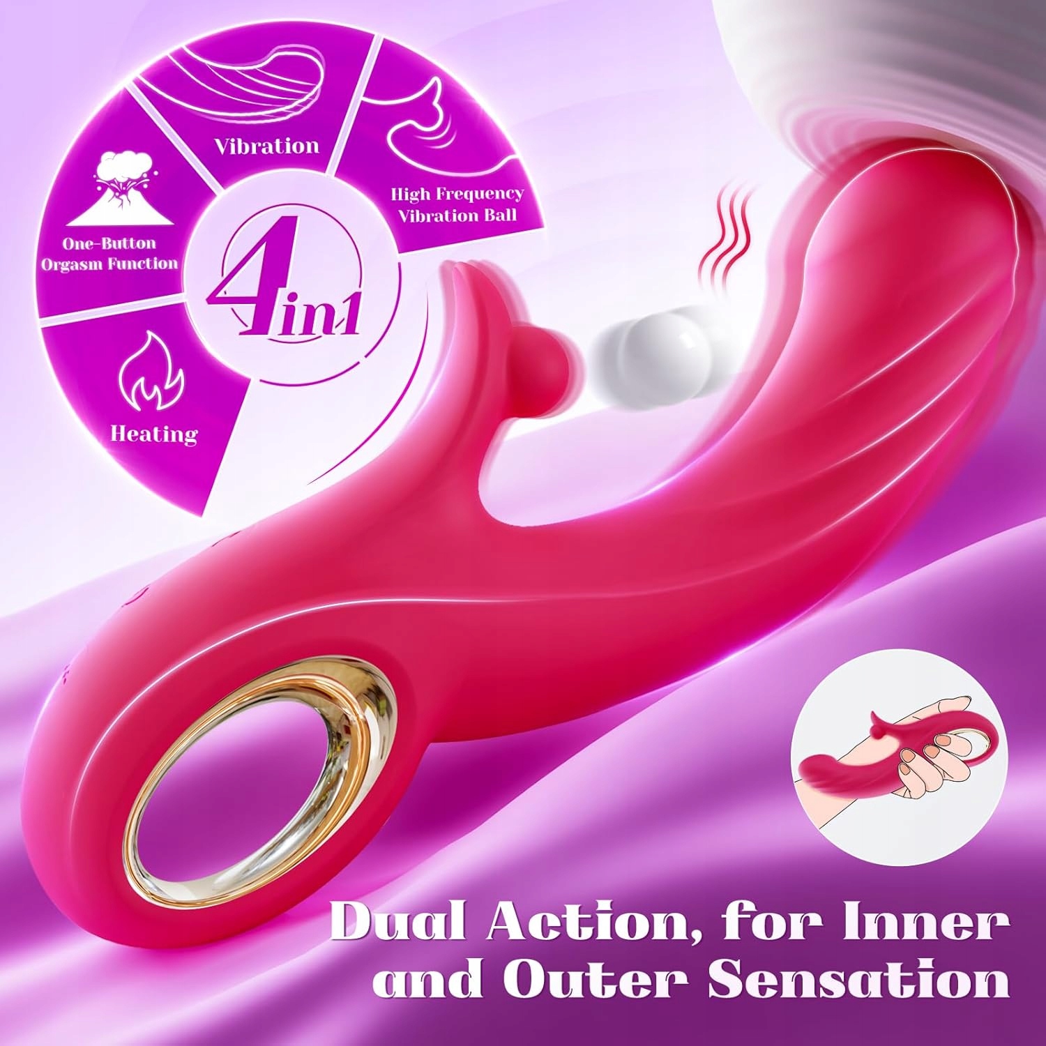 Wibrator Rabbit 4w1 z Grzaniem | Stymulator Łechtaczki i Punktu G - obrazek 2