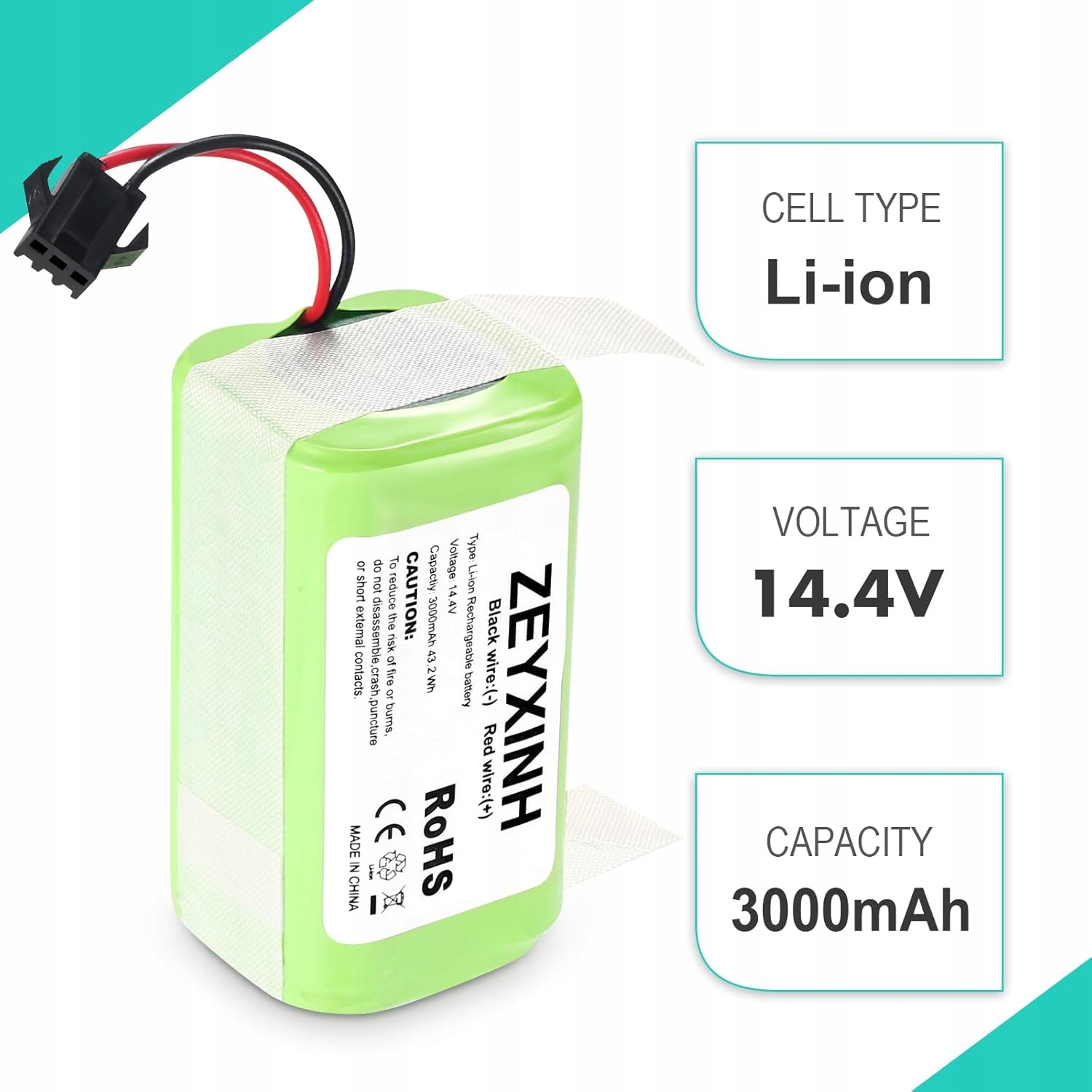 ZEYXINH Bateria 14.4V 3000mAh do RoboVac G10–G40 Eufy Deebot - obrazek 2