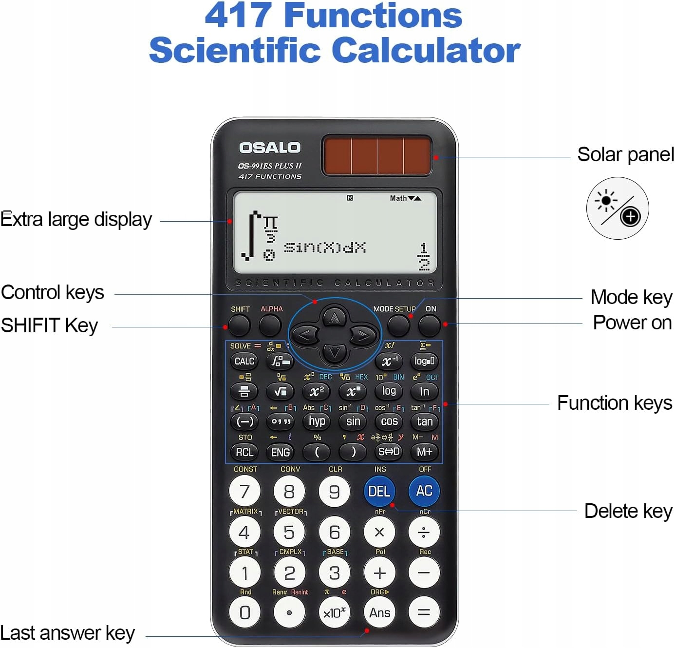 KALKULATOR NAUKOWY MATEMATYCZNY OSALO OS-991ES PLUS II Z ETUI Jak Nowy - obrazek 3