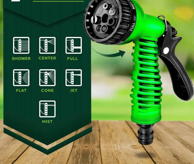 Elastyczny wąż ogrodowy TRESKO 15 m rozciągliwy z pistoletem - obrazek 2