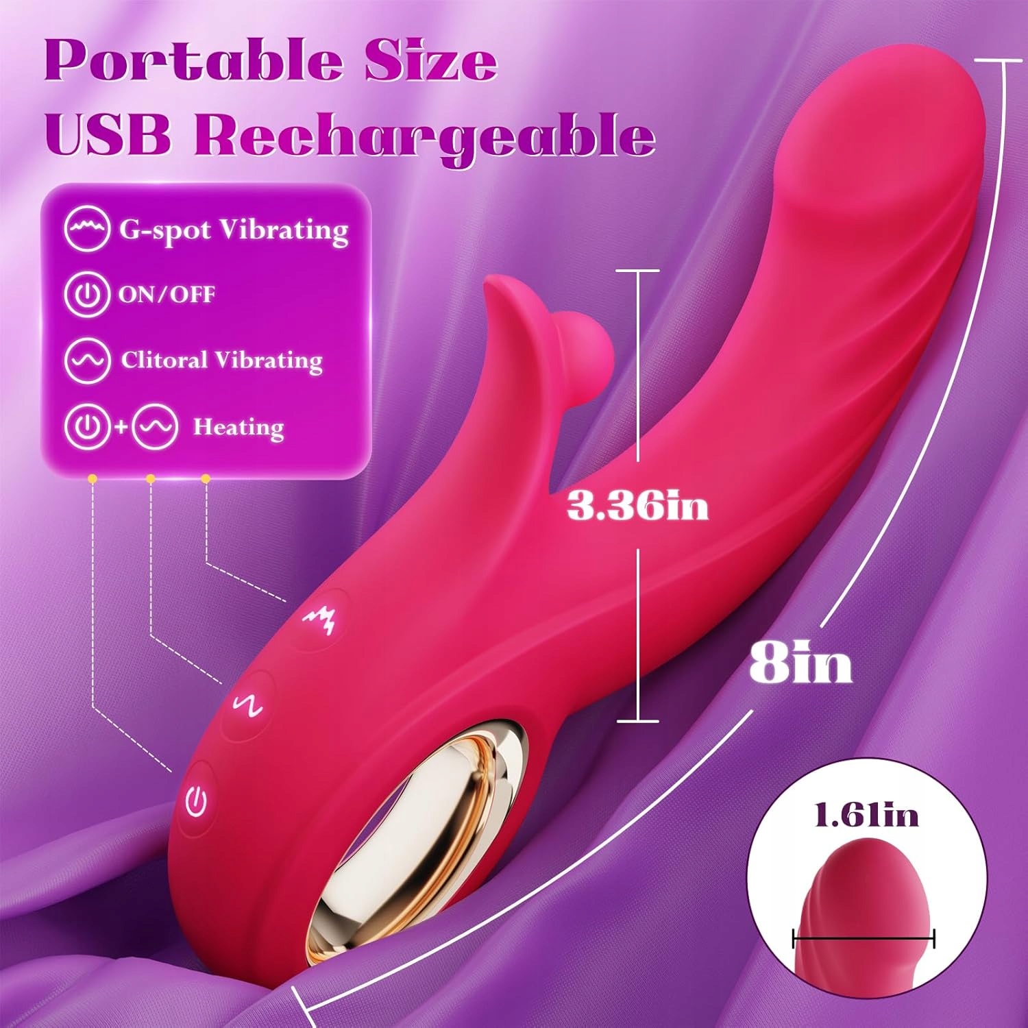 Wibrator Rabbit 4w1 z Grzaniem | Stymulator Łechtaczki i Punktu G - obrazek 3