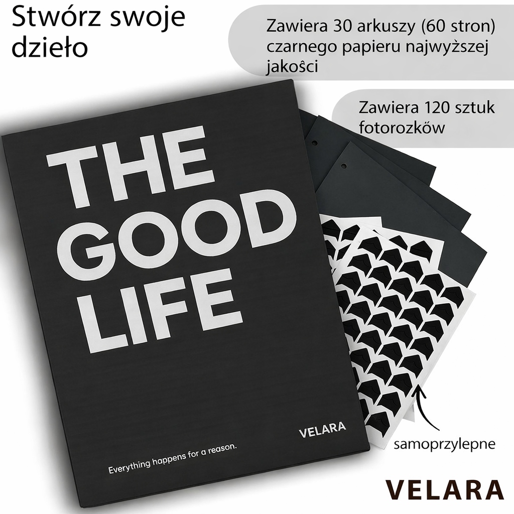 Velara Album Fotograficzny DIY 60 czarnych stron lniana okładka - obrazek 2