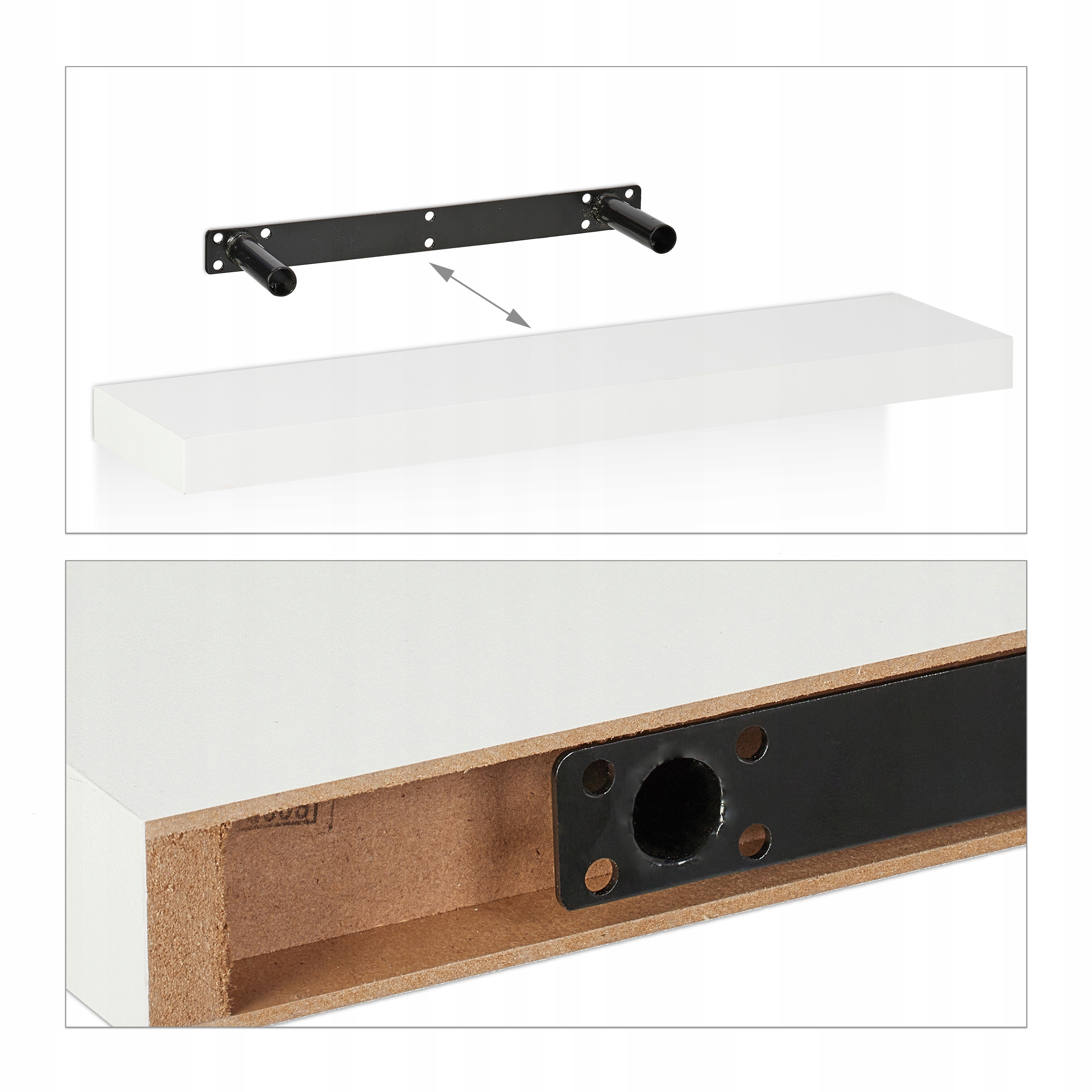 Półka płyta fornirowana Relaxdays 60 x 15 cm biały - obrazek 6