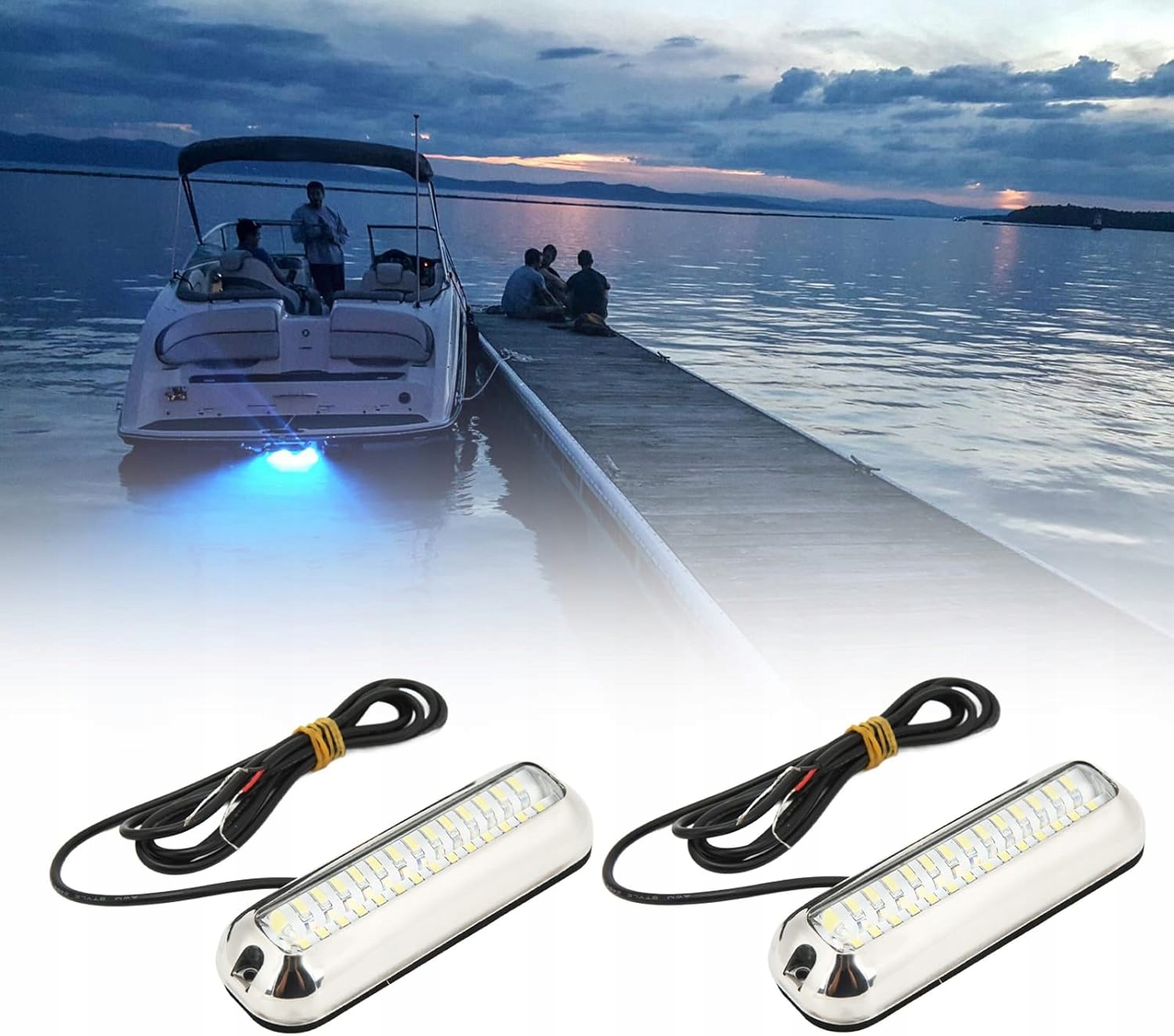 2x Marine LED 42 diody podwodne światło do łodzi IP68 10–30V 1500lm białe - obrazek 4