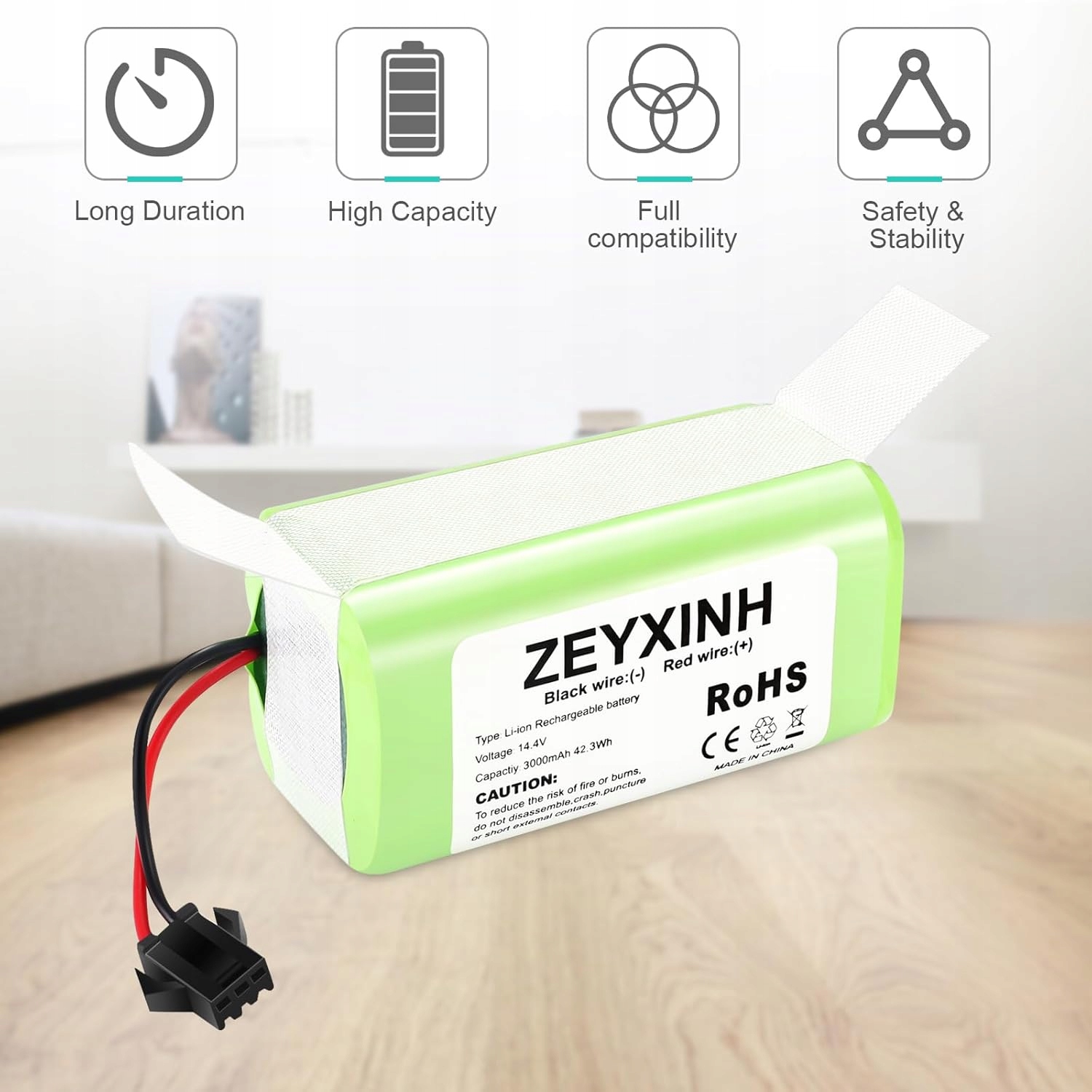 ZEYXINH Bateria 14.4V 3000mAh do RoboVac G10–G40 Eufy Deebot - obrazek 3