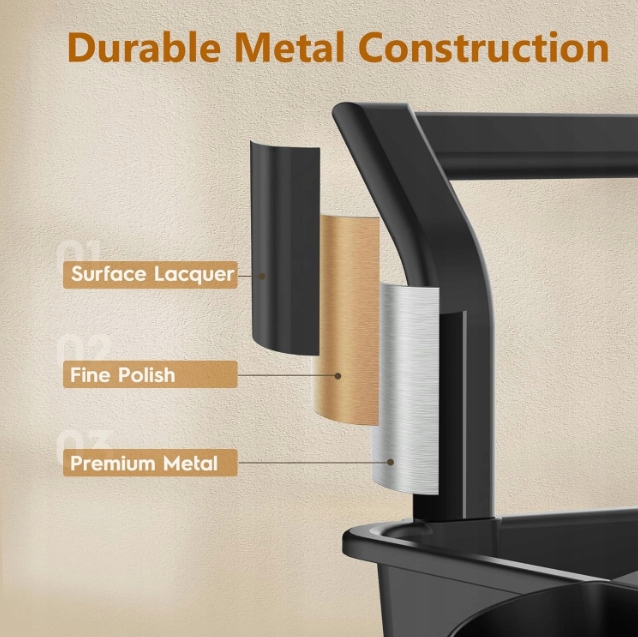 Wózek Regał Mobilny 3 Poziomy na Kółkach 90kg Czarny - obrazek 7