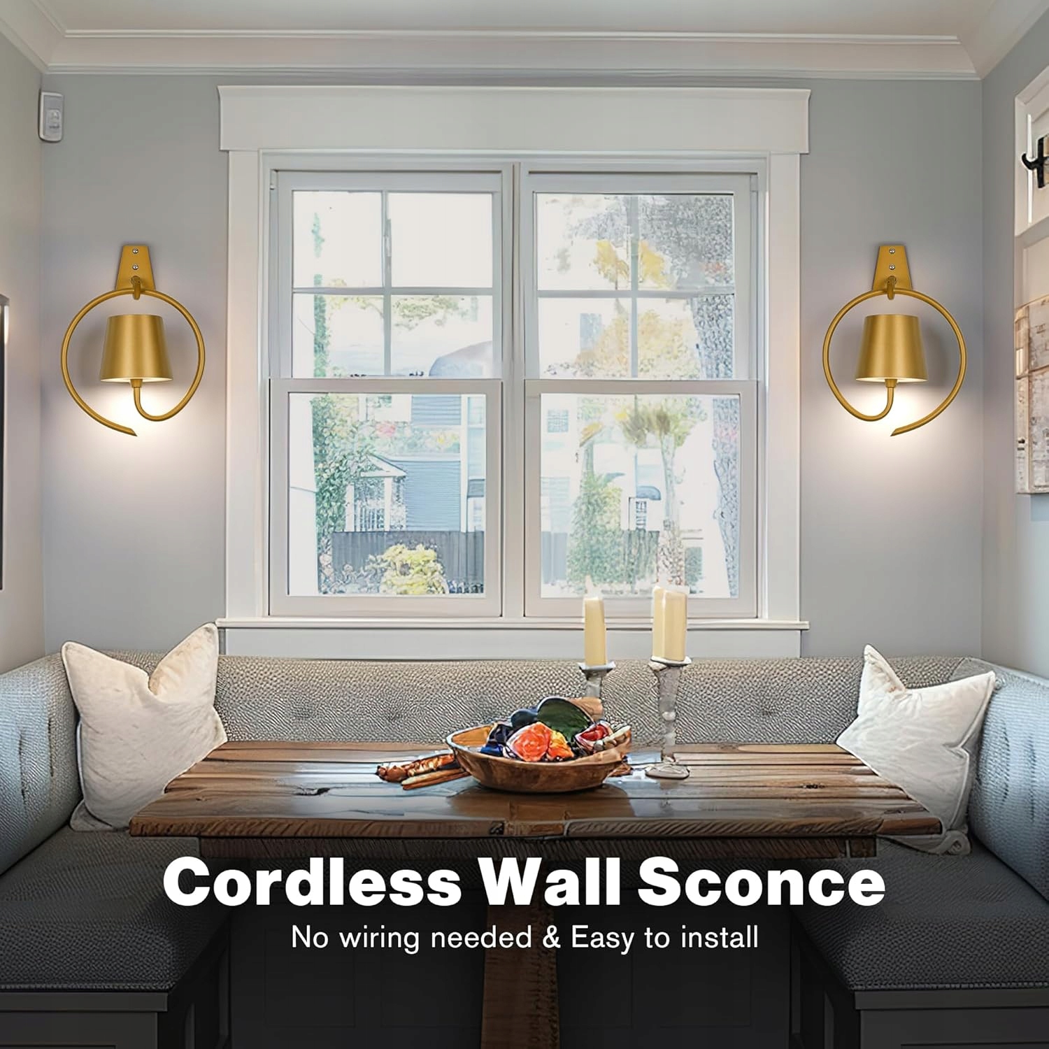 Bezprzewodowe Kinkiety Ścienne LED RGB Akumulatorowe – 2 szt Złote - obrazek 8