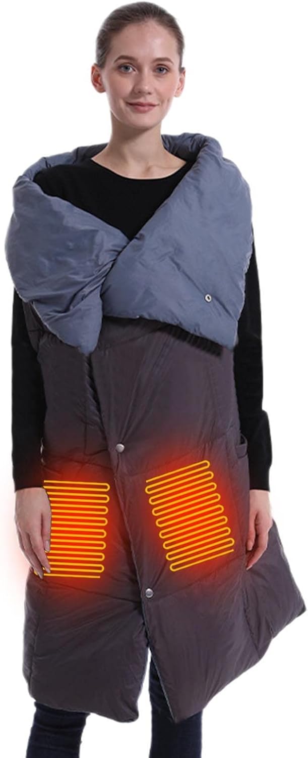 Koc Kamizelka Ogrzewana USB – 3 Poziomy Grzania Miękka, Wiatroszczelna