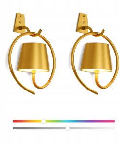 Alternative view of Bezprzewodowe Kinkiety Ścienne LED RGB Akumulatorowe – 2 szt Złote