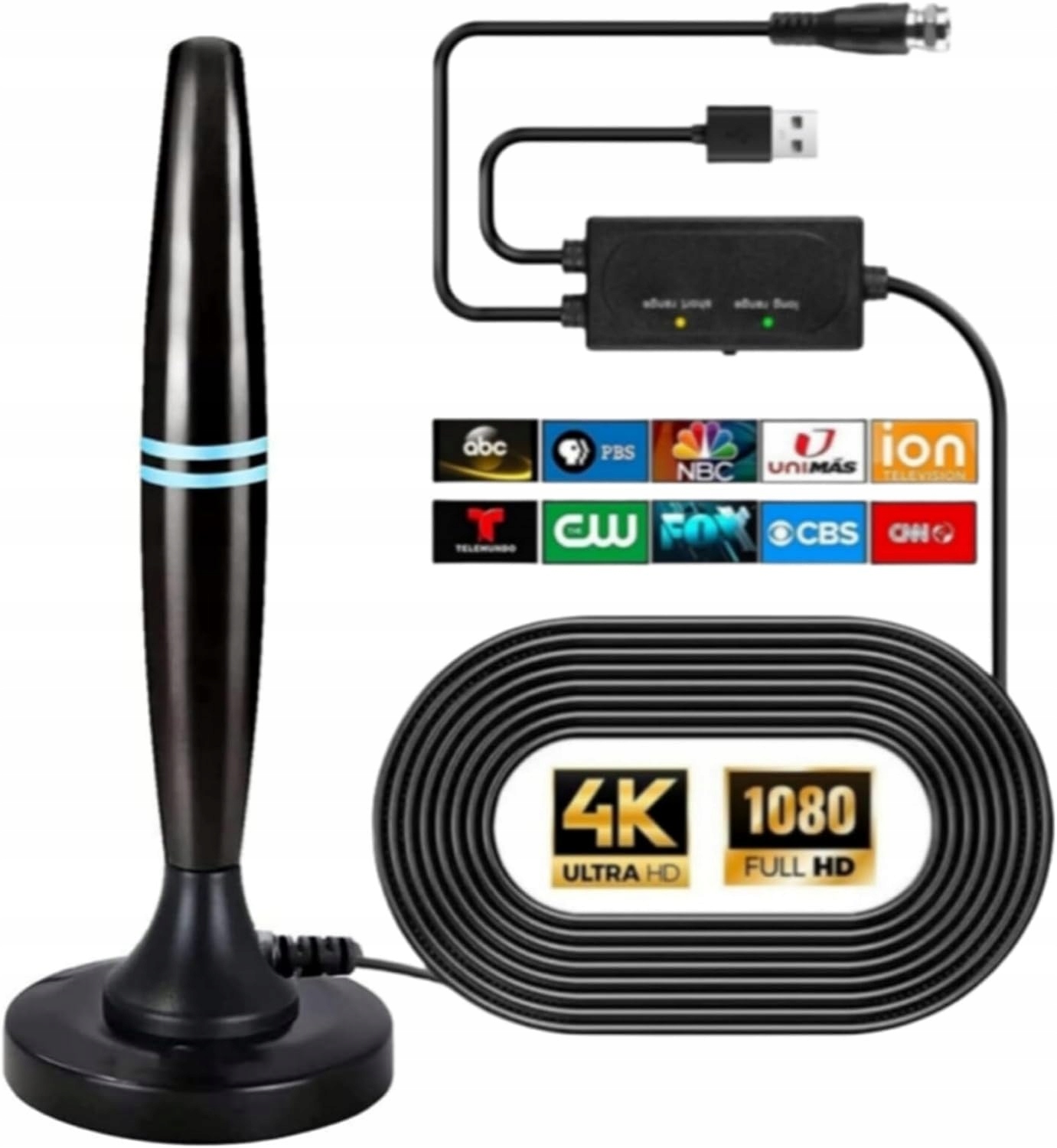 WEWNĘTRZNA MAGNETYCZNA Antena TELEWIZYJNA HD 360° KABEL 5M DVB-T2 - obrazek 4