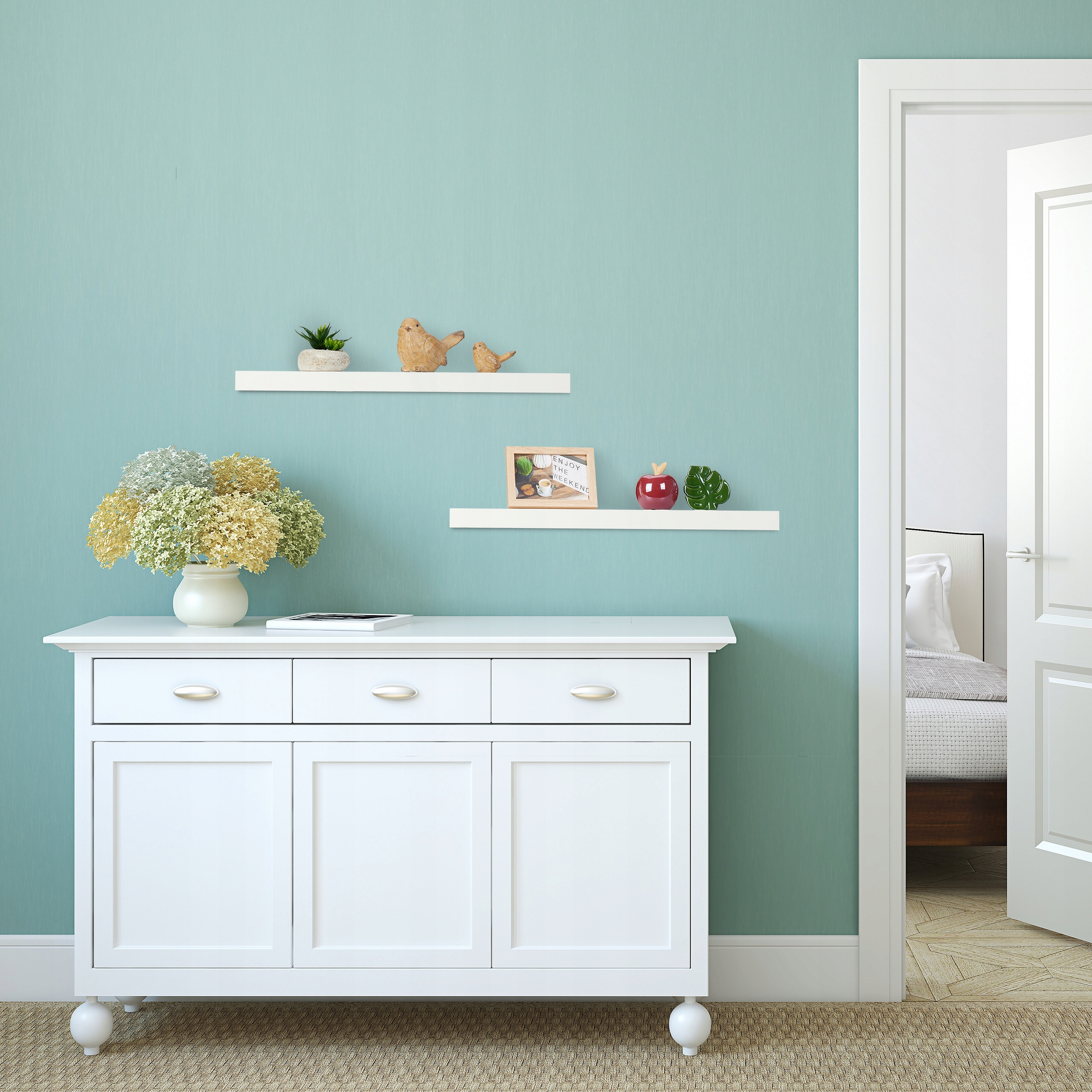 Półka płyta fornirowana Relaxdays 60 x 15 cm biały - obrazek 5